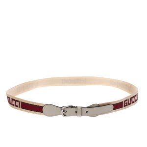 Gucci Logo Fabric Belt with Web in White